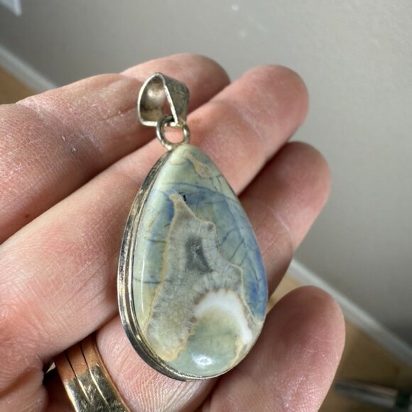 Stone and Silver Pendant - Picture 1 of 7